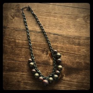 Wood and brass ball necklace